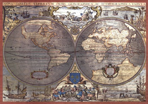 Map of the World-Silver (w-Gold Foil)
