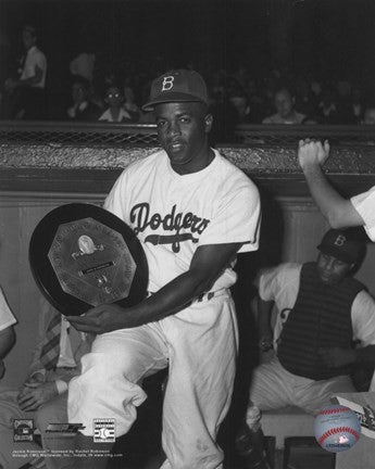 Jackie Robinson - black and white baseball