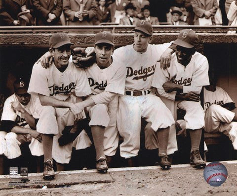 Jackie Robinson - First Day, with Spider Jorgenson, Pee Wee Reese, Ed Stankey