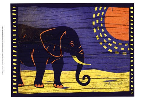 Woodblock Elephant