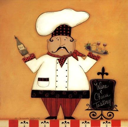 Chef with Wine and Cheese