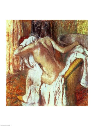 Woman drying herself