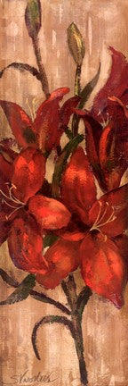 Vivid Red Lily on Gold