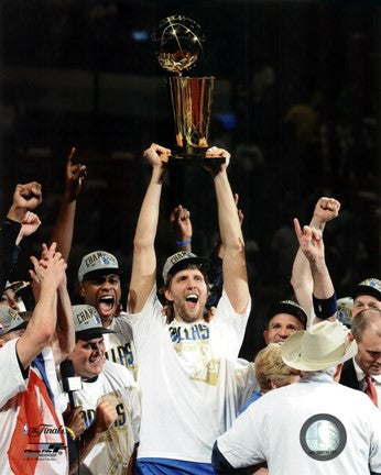 Dirk Nowitzki with the 2011 NBA Championship Trophy Game 6 of the 2011 NBA Finals