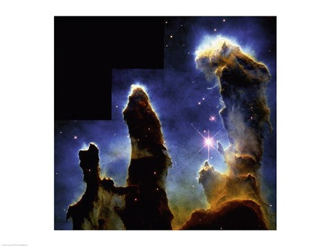 Gaseous pillars of M-16 Eagle Nebula, Star birth photographed by Hubble Space Telescope