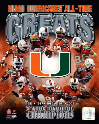 University of Miami Hurricanes All Time Greats Composite