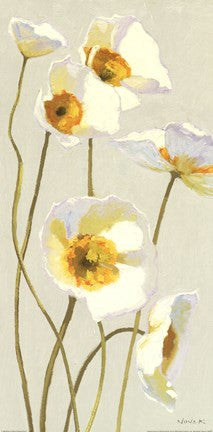 White on White Poppies Panel I