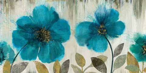 Teal Flowers - Oversize