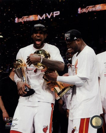 LeBron James & Dwyane Wade Celebrate after Game 7 of the 2013 NBA Finals