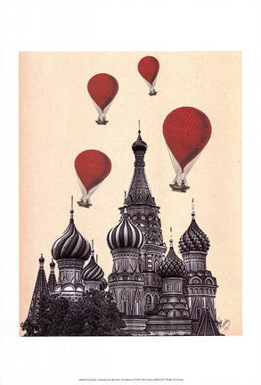 St Basil's Cathedral and Red Hot Air Balloons