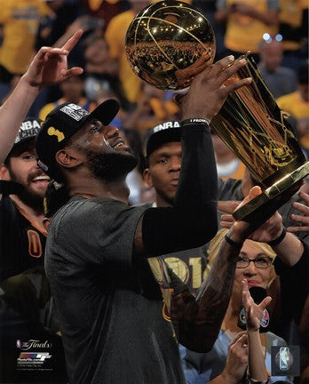Lebron James with the NBA Championship Trophy Game 7 of the 2016 NBA Finals